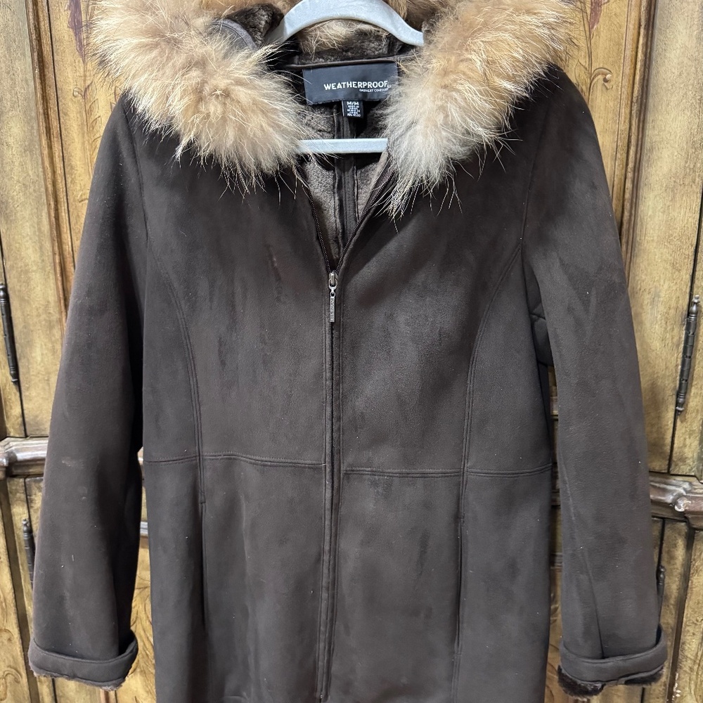 Women's WeatherProof Jacket With Hood Wear with or without Fur Size Med